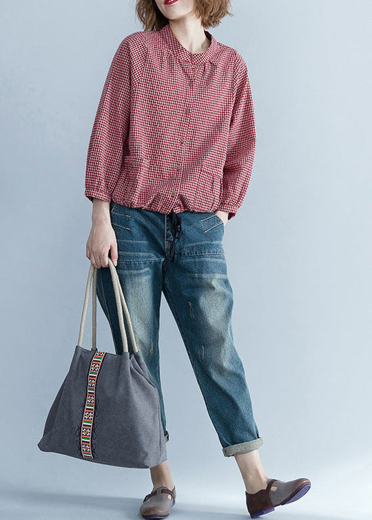 Kvinders Langærmet Tunika Plaid Design Moderne 1