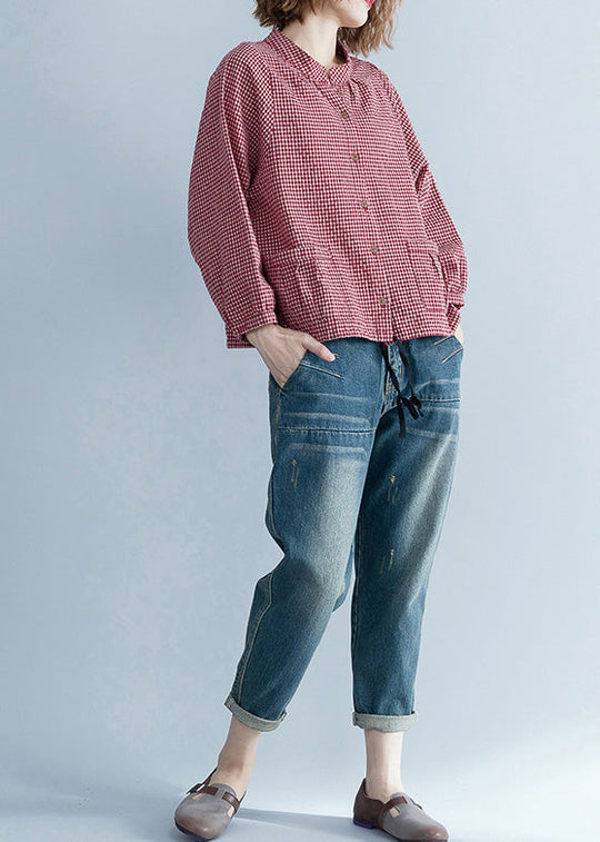 Kvinders Langærmet Tunika Plaid Design Moderne 2