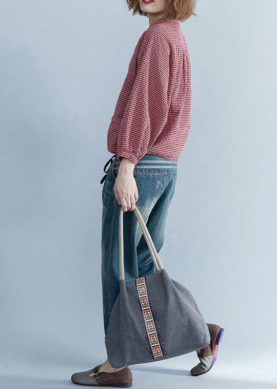 Kvinders Langærmet Tunika Plaid Design Moderne 3