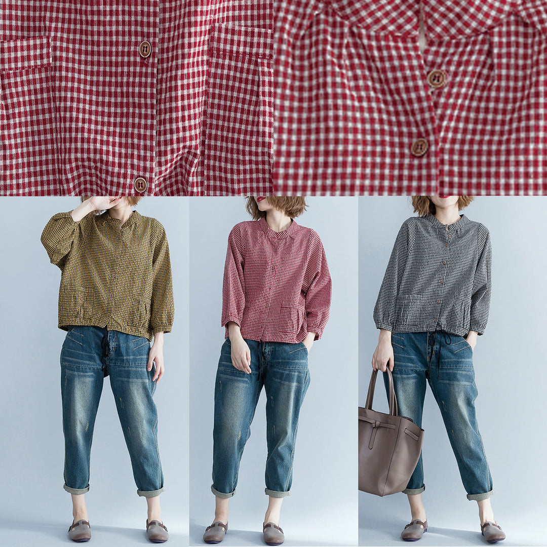 Kvinders Langærmet Tunika Plaid Design Moderne 4