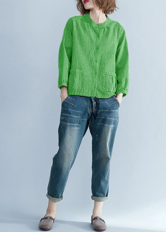 Kvinders Langærmet Tunika Plaid Design Moderne 7