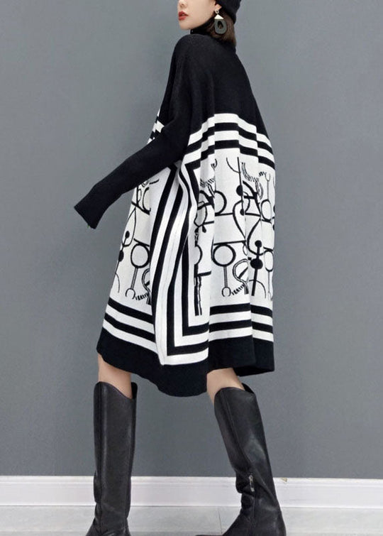 Kvinders Lange Kjole med Turtle Neck og Print 4