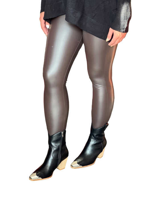 Kvinders Leggings i Faux Læder Chokolade 0