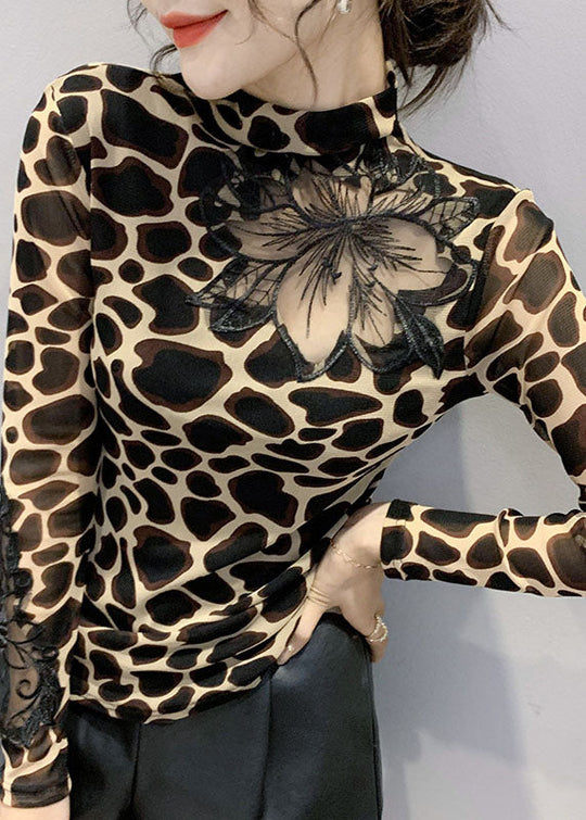 Kvinders Leopardprint Bluse med Udsnit 2