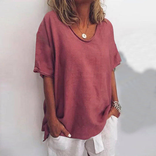 Kvinders Lette Bluse med V-Ausschnitt i Åndbart Material 3