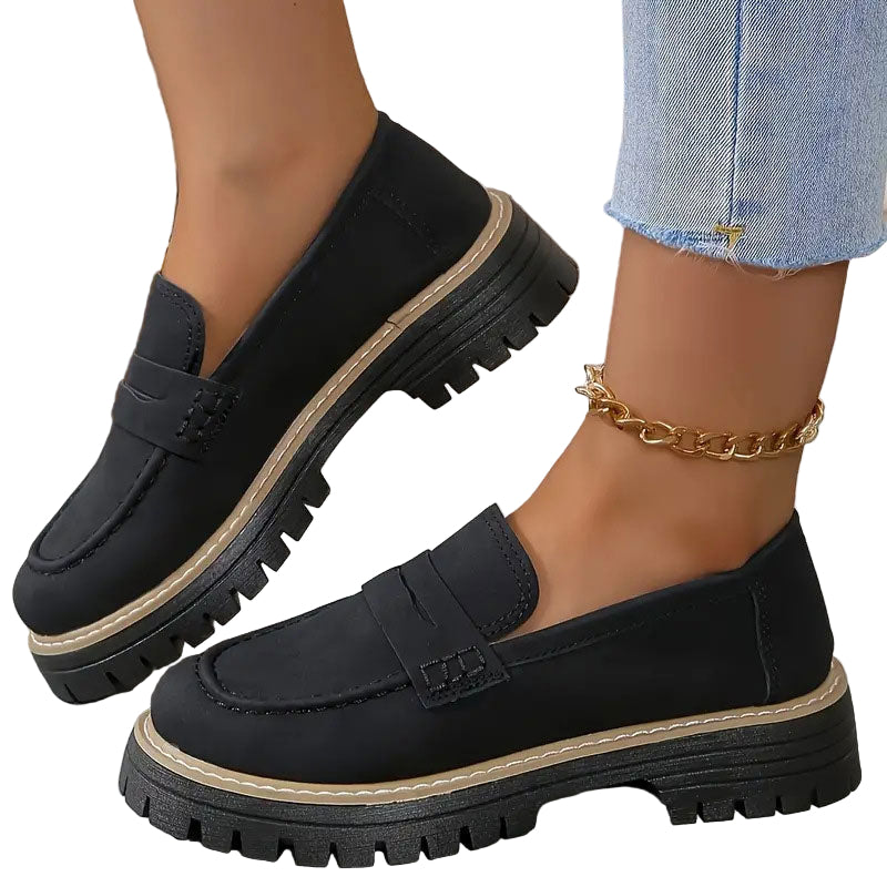 Kvinders Loafers i Suede med Chunky Sål 0