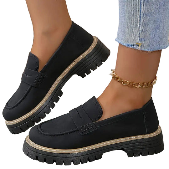 Kvinders Loafers i Suede med Chunky Sål 0