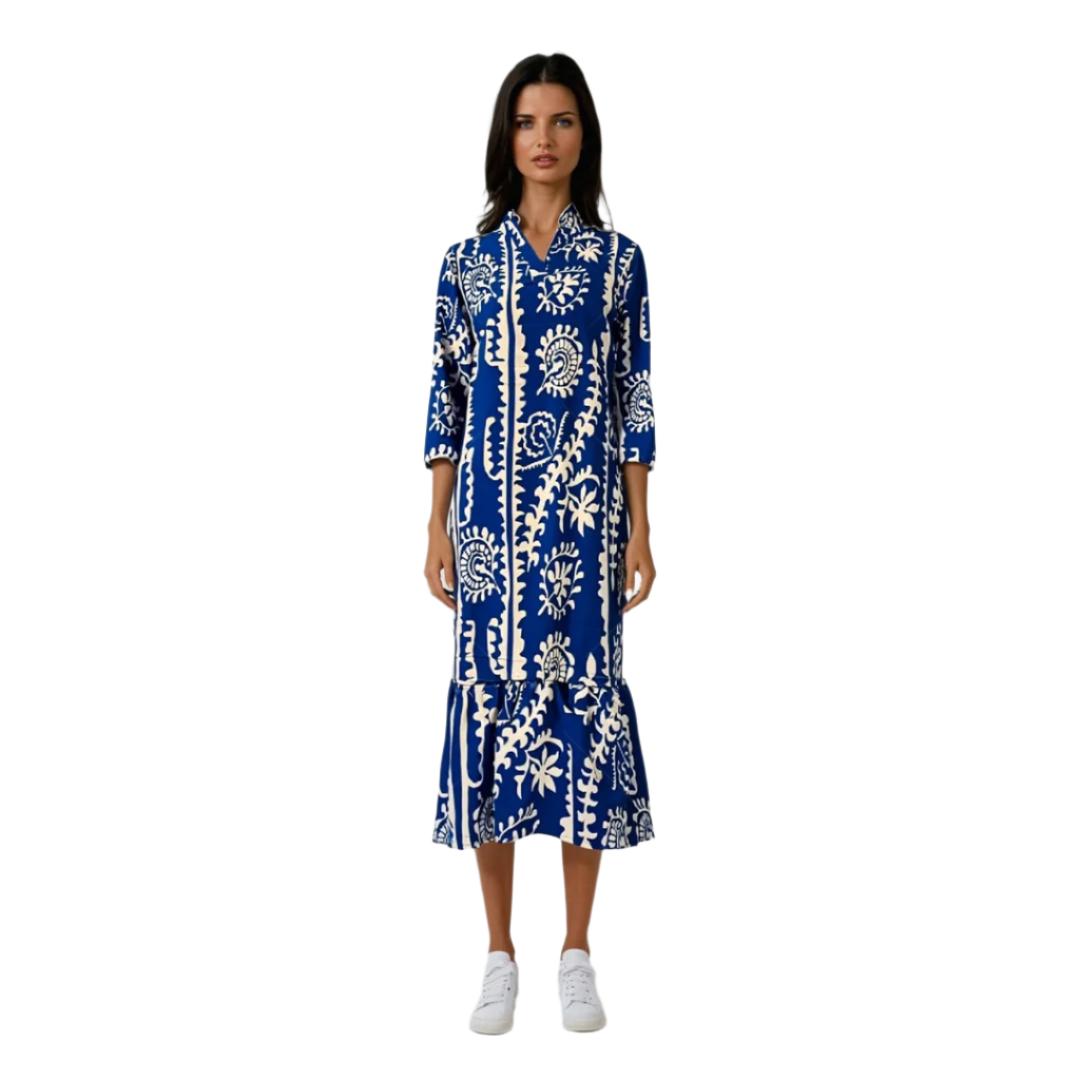 Kvinders Løs Kjole V-Hals Mønstret Polyester Rayon 0