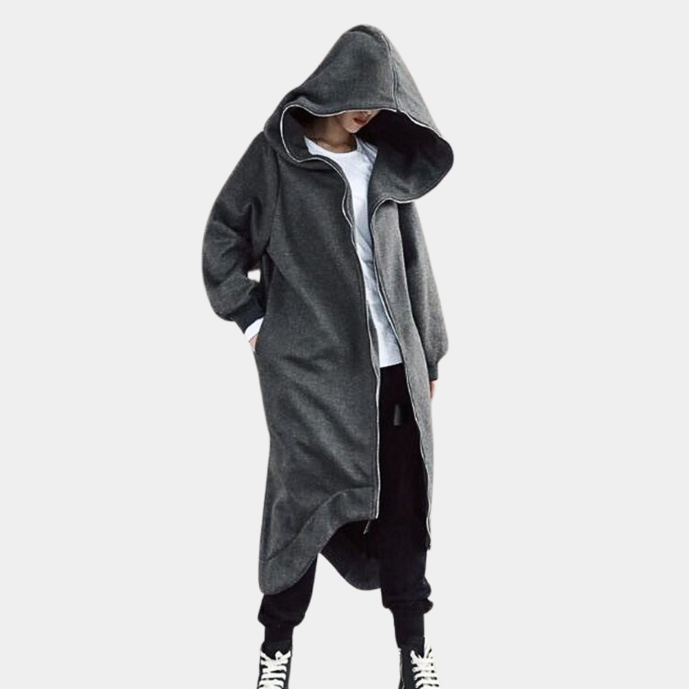 Kvinders Maxi Hættetrøjejakke Løs Design Med Hætte 3