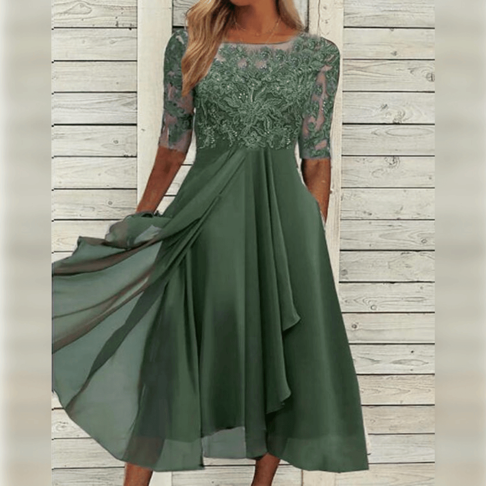Kvinders Maxi Kjole Asymmetrisk A-Linje Blonder 2