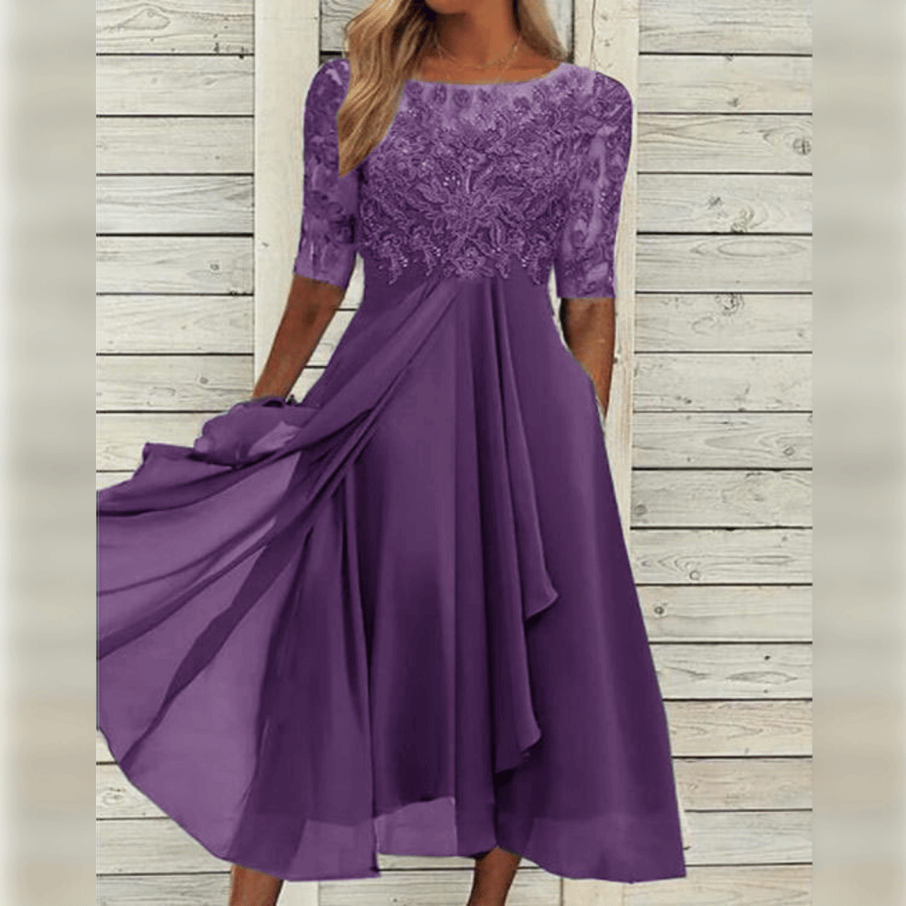 Kvinders Maxi Kjole Asymmetrisk A-Linje Blonder 3