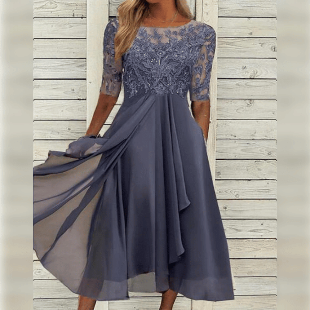 Kvinders Maxi Kjole Asymmetrisk A-Linje Blonder 4