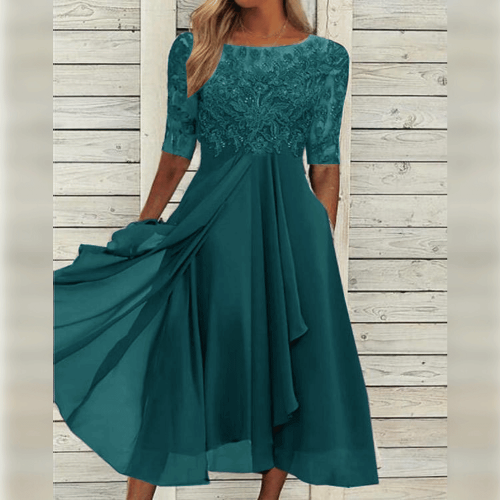 Kvinders Maxi Kjole Asymmetrisk A-Linje Blonder 5