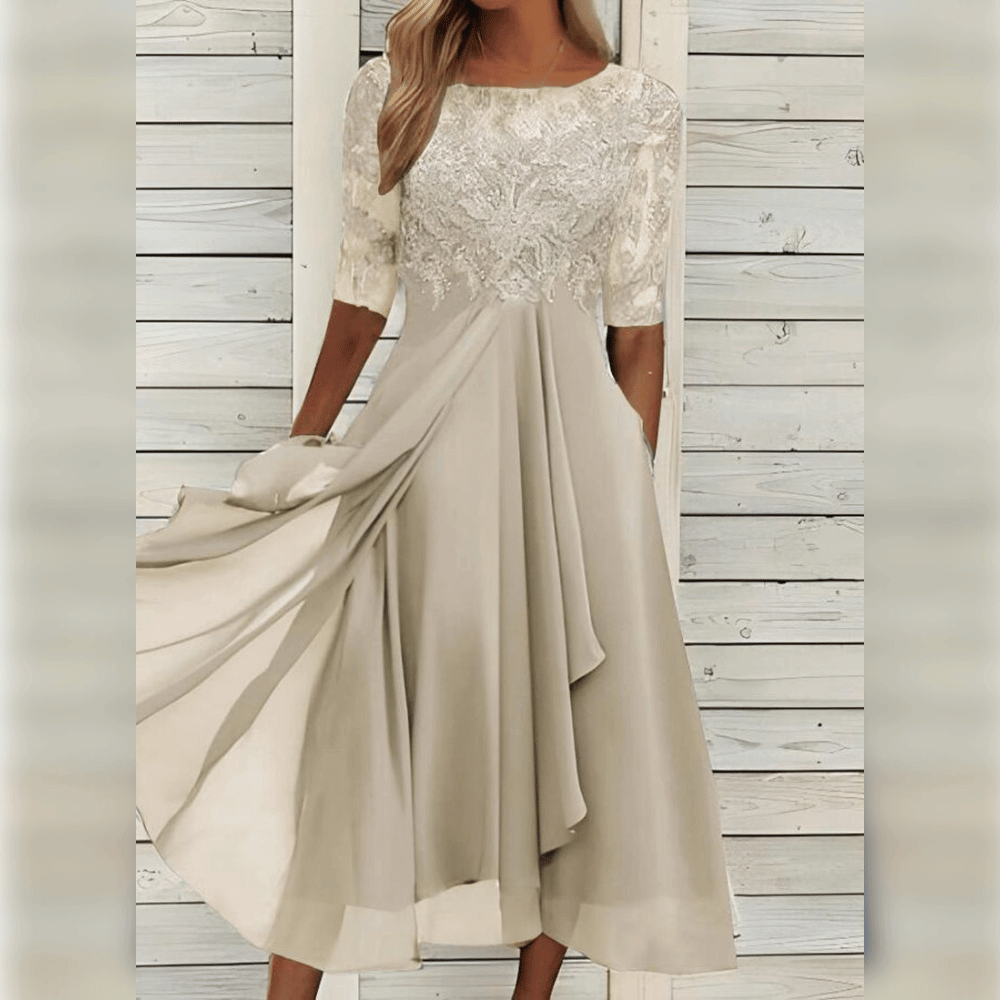 Kvinders Maxi Kjole Asymmetrisk A-Linje Blonder 8