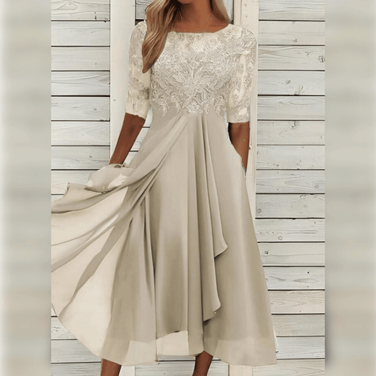 Kvinders Maxi Kjole Asymmetrisk A-Linje Blonder 8