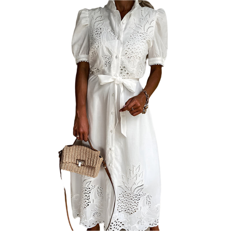 Kvinders Maxi Kjole Broderet Polyester Komfortabel Sommerkjole 0