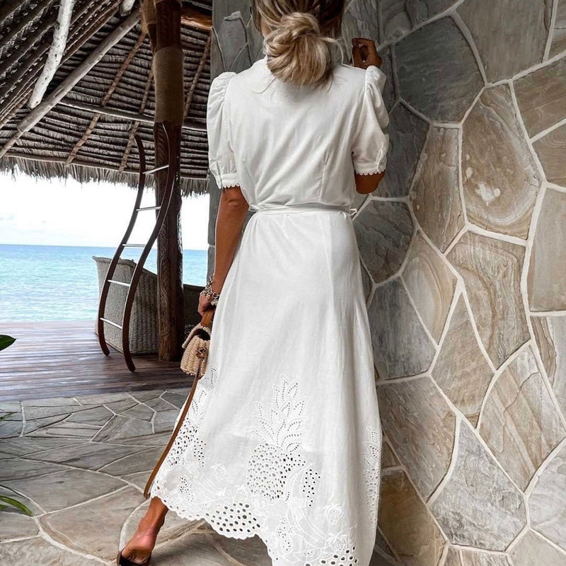 Kvinders Maxi Kjole Broderet Polyester Komfortabel Sommerkjole 1