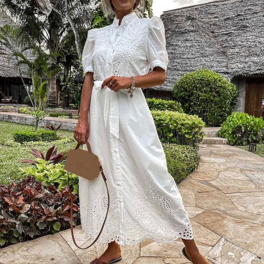 Kvinders Maxi Kjole Broderet Polyester Komfortabel Sommerkjole 2