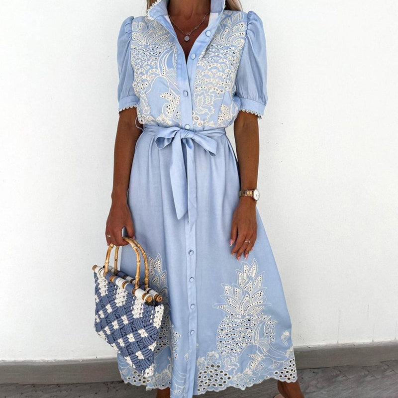 Kvinders Maxi Kjole Broderet Polyester Komfortabel Sommerkjole 4