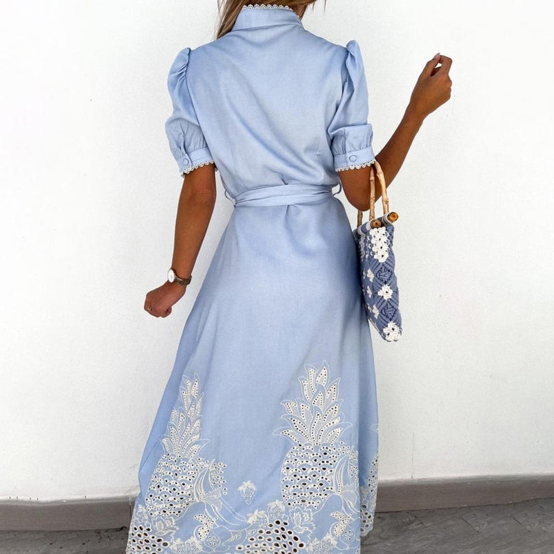 Kvinders Maxi Kjole Broderet Polyester Komfortabel Sommerkjole 5