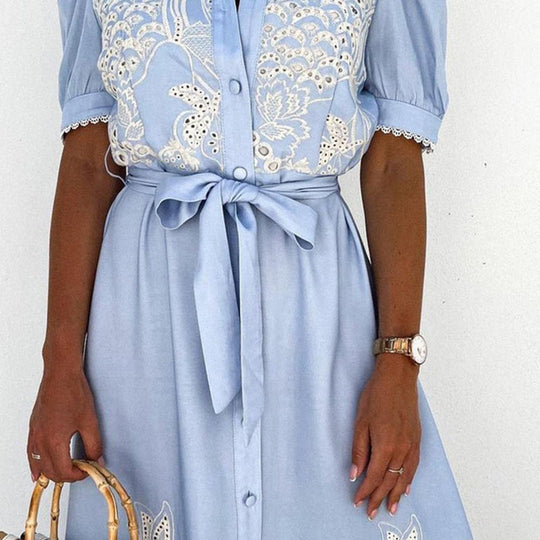 Kvinders Maxi Kjole Broderet Polyester Komfortabel Sommerkjole 6
