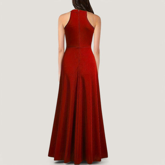 Kvinders Maxi Kjole Halterneck Polyester Uden Ærmer 2