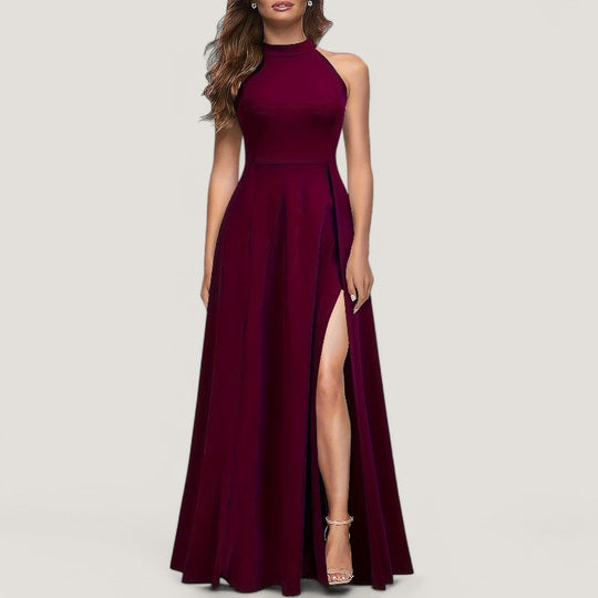 Kvinders Maxi Kjole Halterneck Polyester Uden Ærmer 3