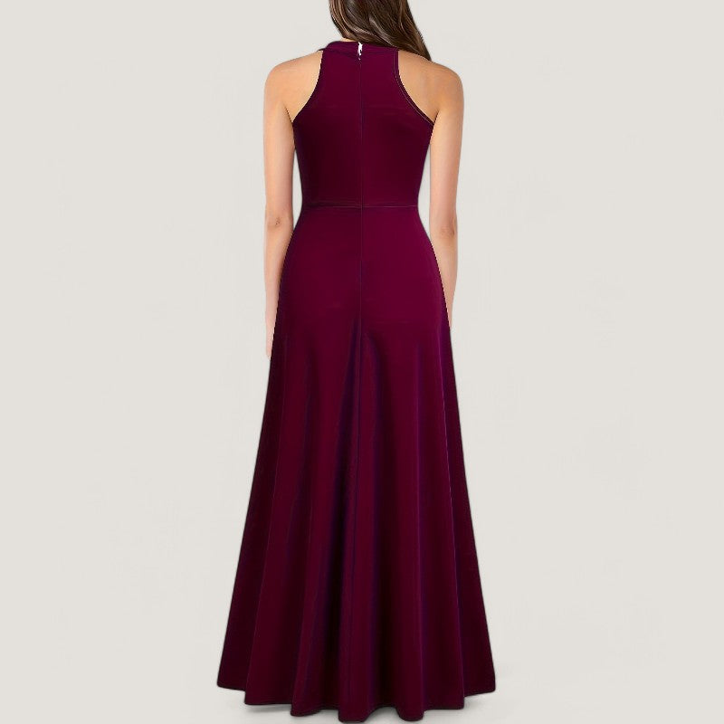 Kvinders Maxi Kjole Halterneck Polyester Uden Ærmer 4