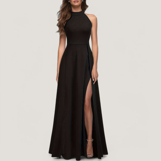 Kvinders Maxi Kjole Halterneck Polyester Uden Ærmer 6