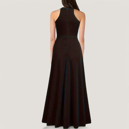 Kvinders Maxi Kjole Halterneck Polyester Uden Ærmer 7