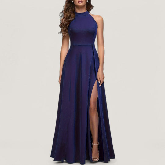 Kvinders Maxi Kjole Halterneck Polyester Uden Ærmer 8