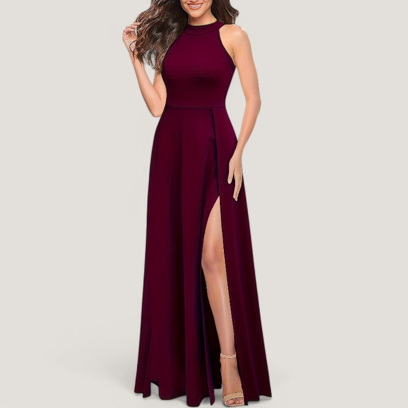 Kvinders Maxi Kjole Halterneck Polyester Uden Ærmer 9