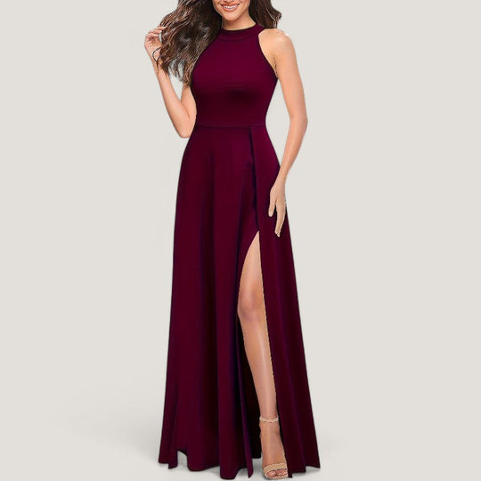 Kvinders Maxi Kjole Halterneck Polyester Uden Ærmer 9