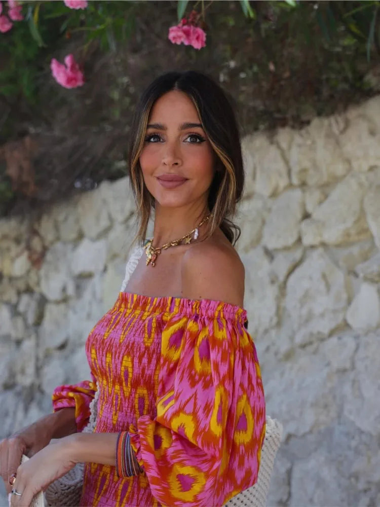 Kvinders Maxi Kjole Med Smocked Bodice Og Puffærmer 5