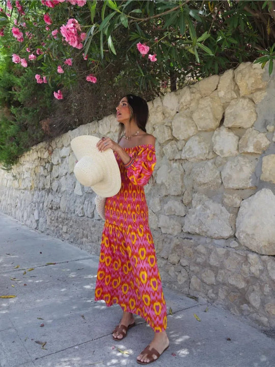 Kvinders Maxi Kjole Med Smocked Bodice Og Puffærmer 6