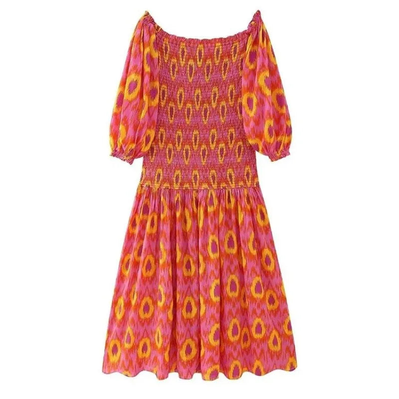 Kvinders Maxi Kjole Med Smocked Bodice Og Puffærmer 7
