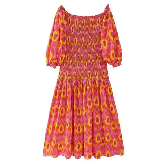 Kvinders Maxi Kjole Med Smocked Bodice Og Puffærmer 7