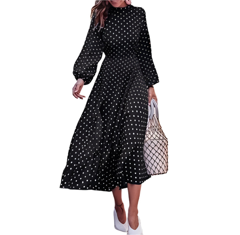 Kvinders Maxi Kjole Polka Dot Langærmet 0