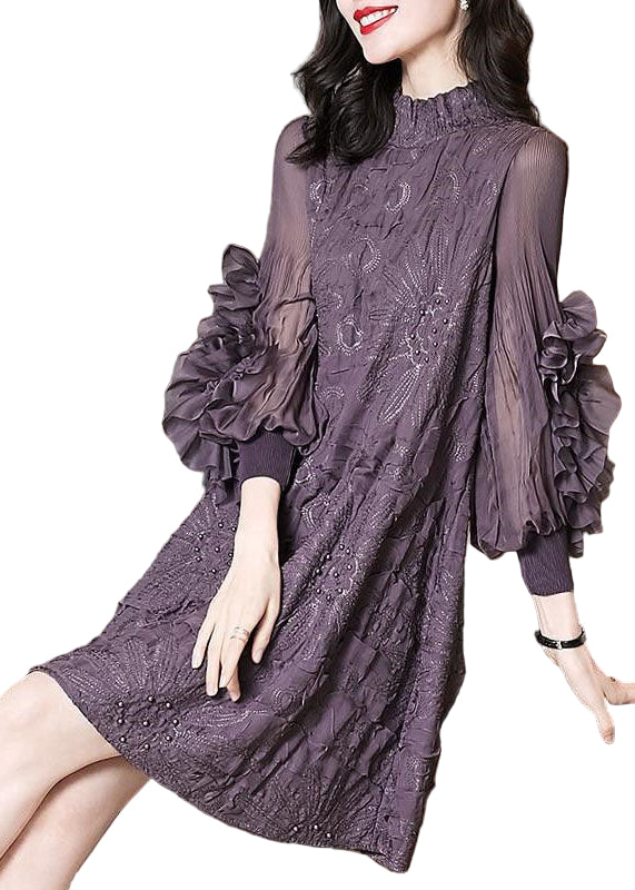 Kvinders Maxi Kjole med Broderet Krave 0