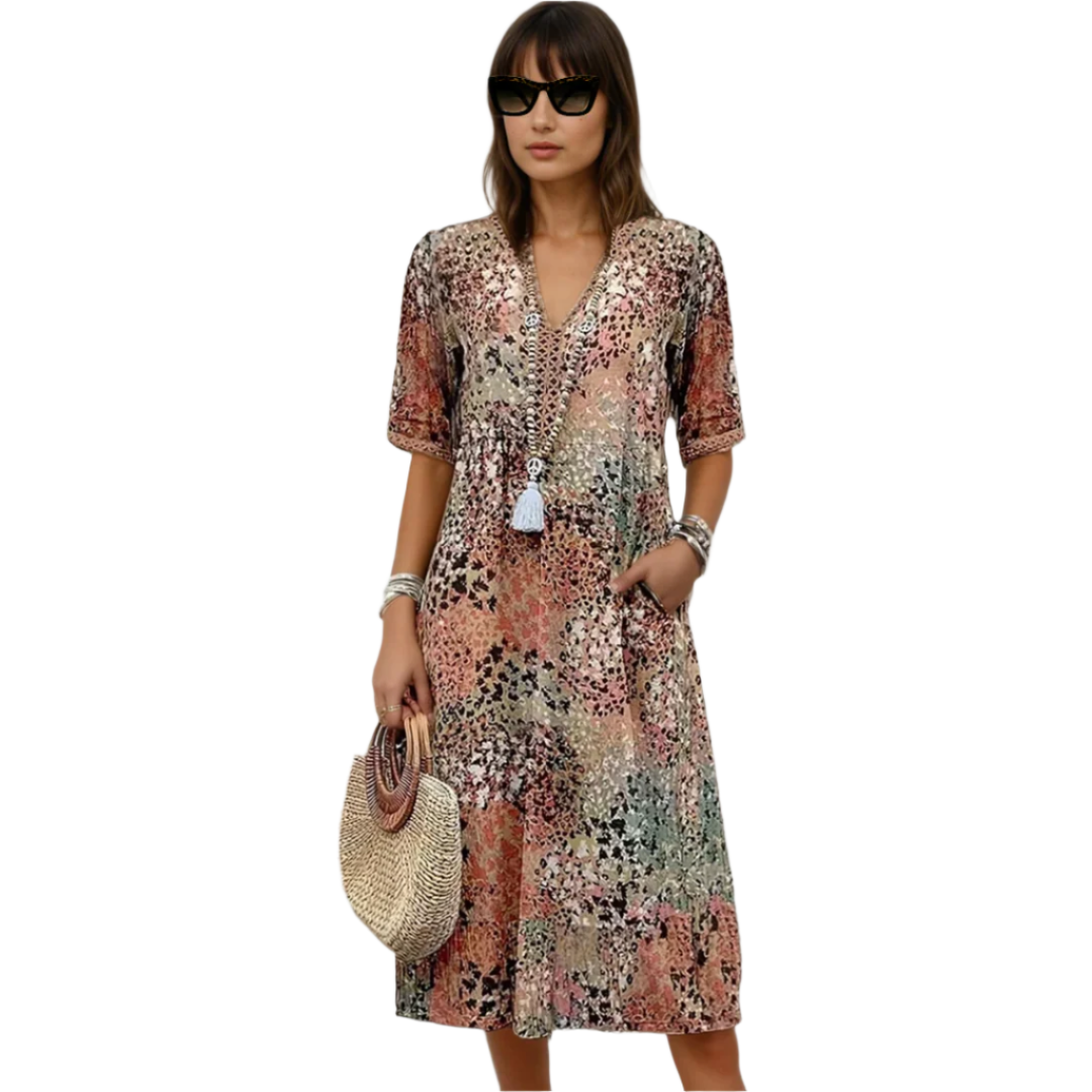 Kvinders Mid-Length Kjole Boho-Chic Design 0