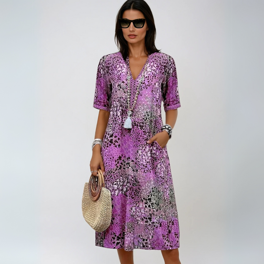 Kvinders Mid-Length Kjole Boho-Chic Design 1