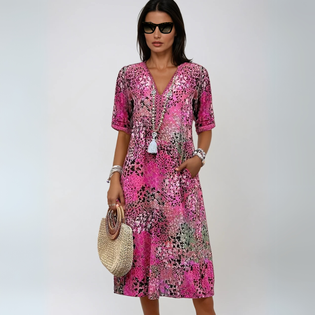 Kvinders Mid-Length Kjole Boho-Chic Design 2