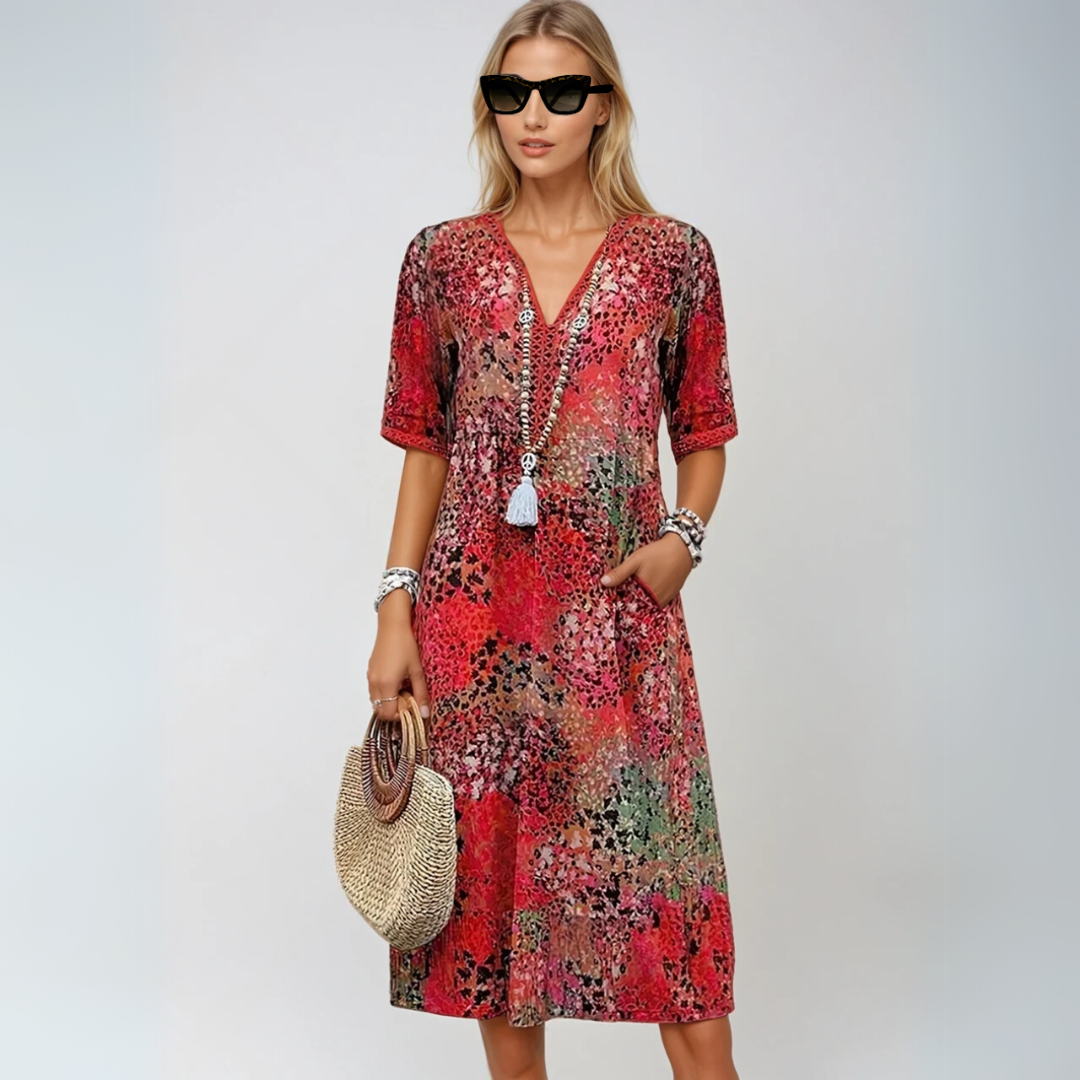 Kvinders Mid-Length Kjole Boho-Chic Design 4