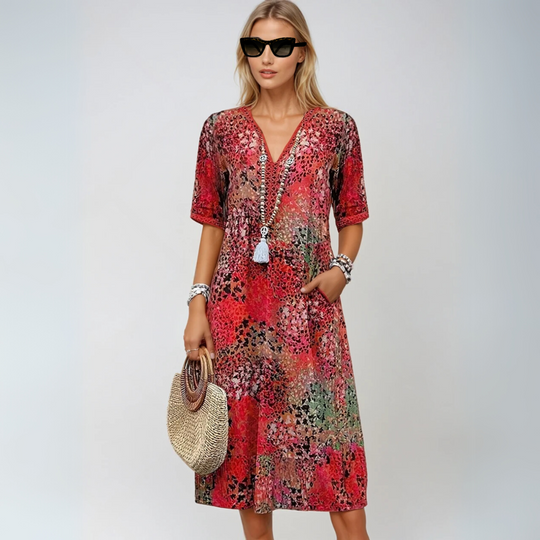 Kvinders Mid-Length Kjole Boho-Chic Design 4