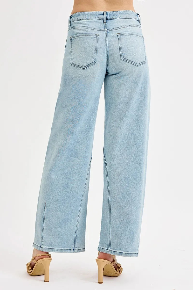 Kvinders Mid Rise Fit Barrel Jeans Stræk Bomuld 3