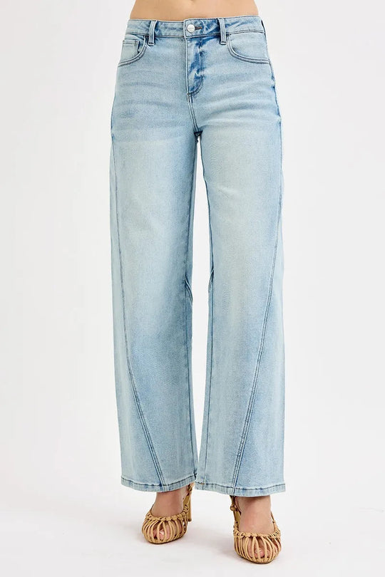 Kvinders Mid Rise Fit Barrel Jeans Stræk Bomuld 4