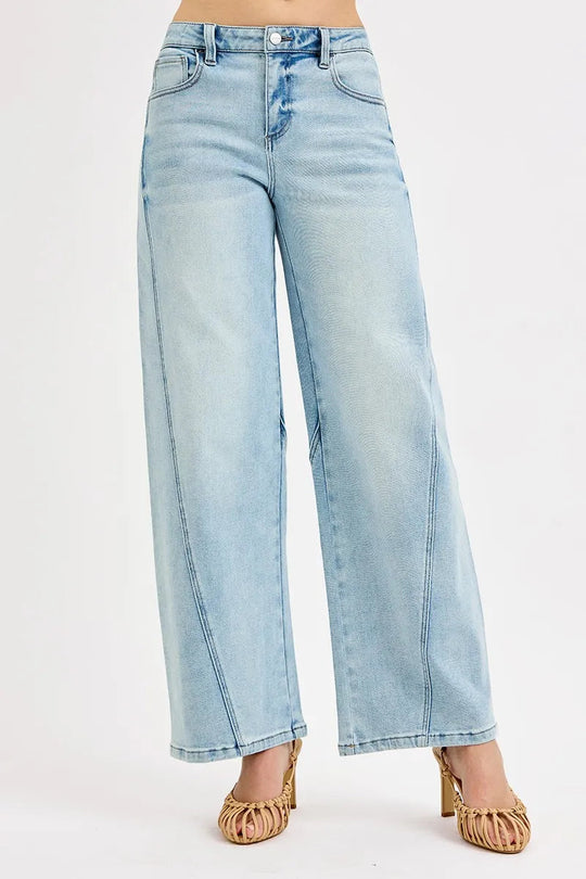 Kvinders Mid Rise Fit Barrel Jeans Stræk Bomuld 5