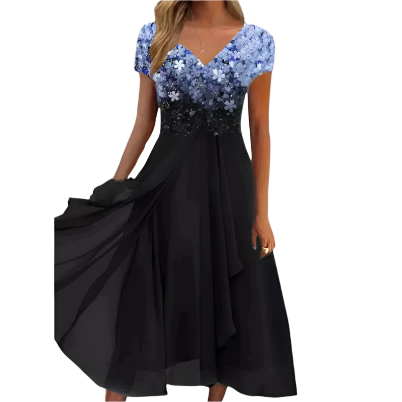 Kvinders Midi Kjole Blomstret Chiffon 0