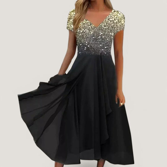 Kvinders Midi Kjole Blomstret Chiffon 2