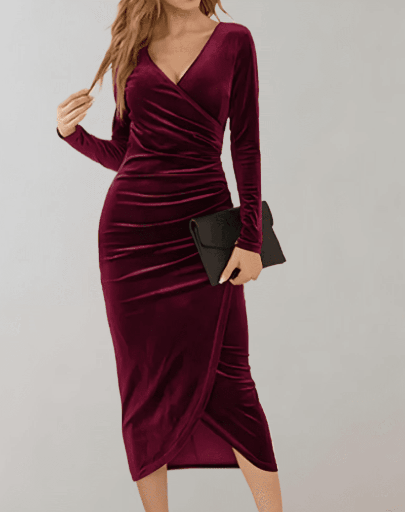 Kvinders Midi Kjole Bodycon Velour 3